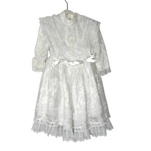 Jessica McClintock‎ Vintage Girls White Lace Dress Size 4